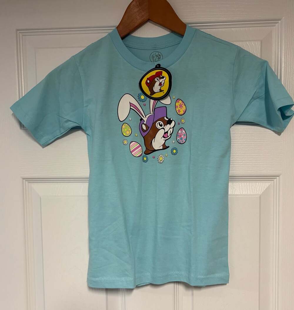 Buc-ee's T-Shirt Size YXS Light Blue Easter